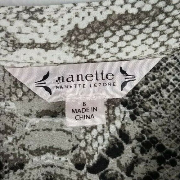 Nanette Nanette Lapore Sz. 8 Snake Print Crepe Chiffon Sleeveless Shirtdress - Picture 3 of 5